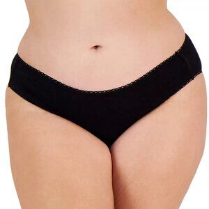 Charter Club Women's Plus Size Cotton Bikini Panty Underwear, Classic Black